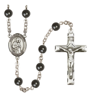 Silver Plated 7mm Black Saint Isaac Jogues Rosary