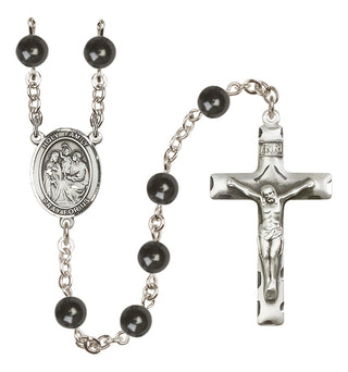 Silver-Plated 7mm Holy Family  Engraved Catholic Rosaries