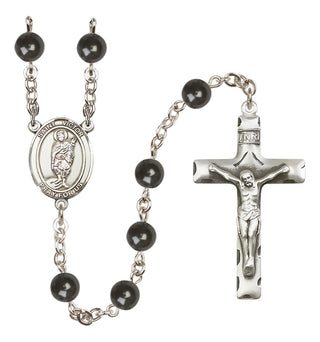 Silver Plated 7mm Black Saint Victor of Marseilles Rosary