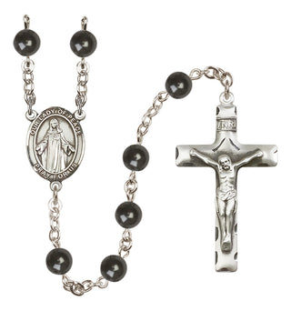 Silver Plated 7mm Black Our Lady of Peace Rosary