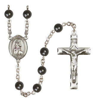 Silver Plated 7mm Black Saint Rachel Rosary