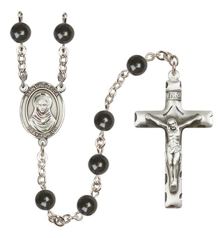 Silver-Plated 7mm Saint Rebecca  Engraved Catholic Rosaries
