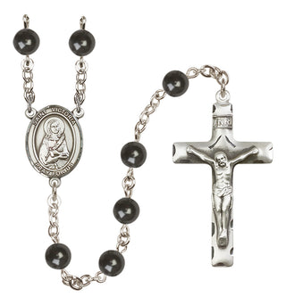 Silver Plated 7mm Black Saint Victoria Rosary