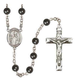 Silver-Plated 7mm Saint Austin  Engraved Catholic Rosaries