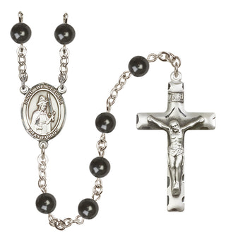 Silver Plated 7mm Black Saint Wenceslaus Rosary