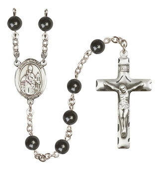 Silver Plated 7mm Black Saint Walter of Pontoise Rosary