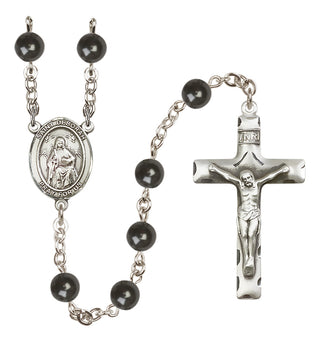 Silver Plated 7mm Black Saint Deborah Rosary