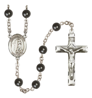 Silver Plated 7mm Black Saint Zoe of Rome Rosary