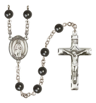 Silver Plated 7mm Black Saint Odilia Rosary