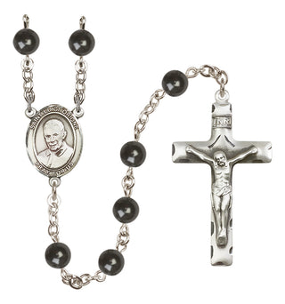 Silver-Plated 7mm Saint Luigi Orione  Engraved Catholic Rosaries
