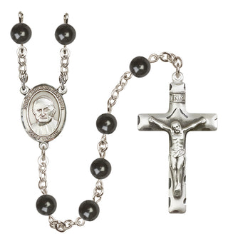 Silver-Plated 7mm Saint Arnold Janssen  Engraved Catholic Rosaries