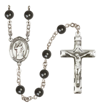 Silver Plated 7mm Black Saint John of Capistrano Rosary