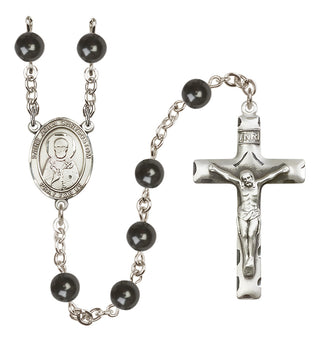 Silver Plated 7mm Black Saint John Chrysostom Rosary