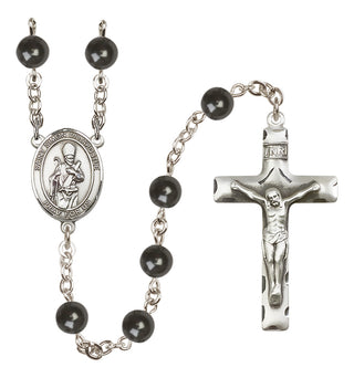 Silver-Plated 7mm Saint Simon the Apostle  Engraved Catholic Rosaries
