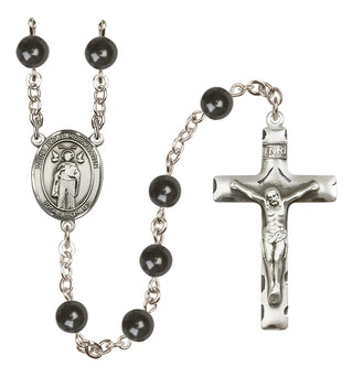 Silver Plated 7mm Black Saint Ivo of Kelmartin Rosary