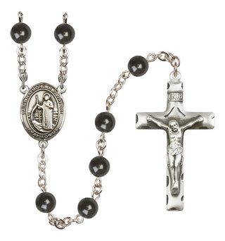 Silver Plated 7mm Black Saint Raymond of Penafort Rosary