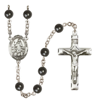 Silver Plated 7mm Black Saint Bernadine of Sienna Rosary