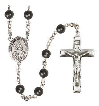 Silver Plated 7mm Black Our Lady of Assumption Rosary
