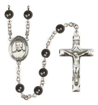 Silver Plated 7mm Black Blessed Miguel Pro Rosary