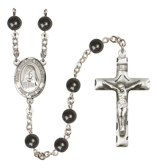 Silver Plated 7mm Black Saint Pauline Visintainer Rosary