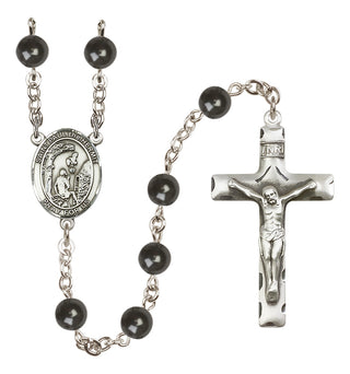 Silver Plated 7mm Black Saint Paul the Hermit Rosary