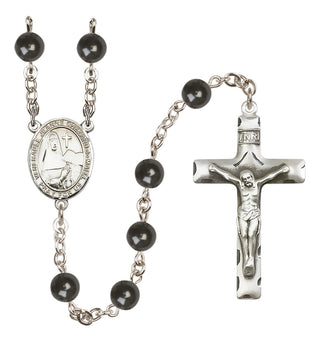 Silver Plated 7mm Black Saint Jeanne Chezard de Matel Rosary