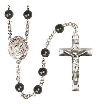 Silver Plated 7mm Black Blessed Herman the Cripple Rosary