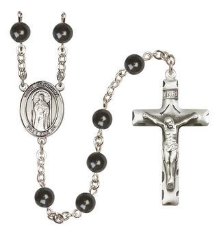 Silver Plated 7mm Black Saint Seraphina Rosary