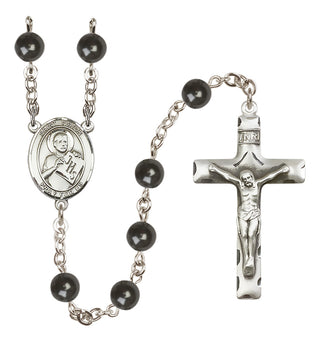 Silver Plated 7mm Black Saint Viator of Bergamo Rosary