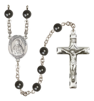 Silver-Plated 7mm Saint Lydia Purpuraria  Engraved Catholic Rosaries