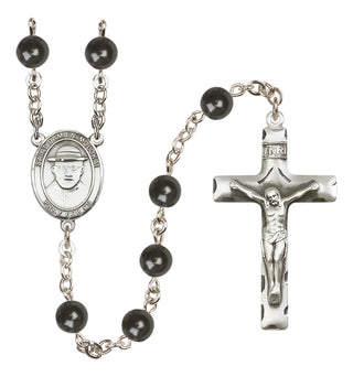 Silver-Plated 7mm Saint Damien of Molokai  Engraved Catholic Rosaries