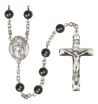 Silver-Plated 7mm Saint Theodore Stratelates  Engraved Catholic Rosaries