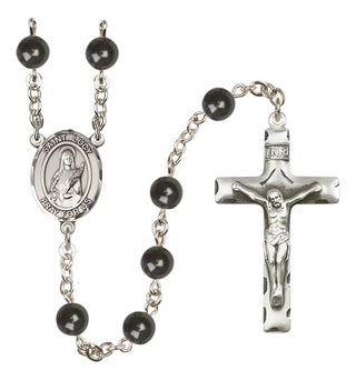 Silver Plated 7mm Black Saint Lucy Rosary