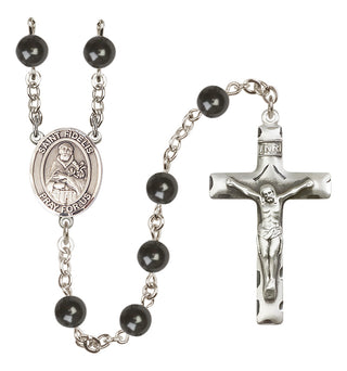 Silver Plated 7mm Black Saint Fidelis Rosary