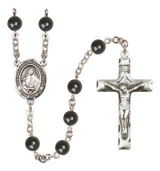 Silver Plated 7mm Black Saint Maria Bertilla Boscardin Rosary