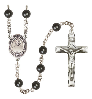 Silver Plated 7mm Black Blessed Emilie Tavernier Gamelin Rosary