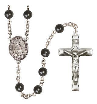 Silver Plated 7mm Black Saint Edmund of East Anglia Rosary
