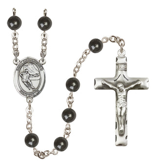 Silver-Plated 7mm Saint Christopher/Hockey Rosary