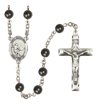 Silver-Plated 7mm Saint Sebastian / Soccer Rosary