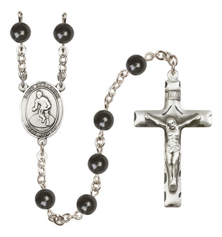 Silver-Plated 7mm Saint Sebastian/Wrestling Rosary