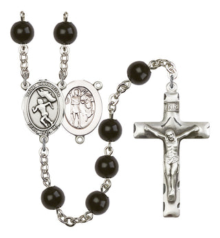 Saint Sebastian and Track & Field-Woman Rosary with Black Onyx Beads