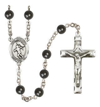 Silver-Plated 7mm Saint Sebastian /Track&Field-Women Rosary