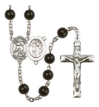 Saint Sebastian and Swimming Rosary with Black Onyx Beads