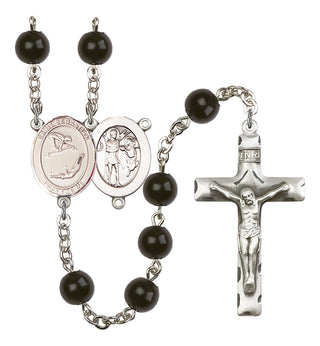 Saint Sebastian and Gymnastics Rosary with Black Onyx Beads
