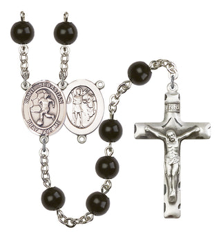 Saint Sebastian and Women's Soccer Rosary with Black Onyx Beads