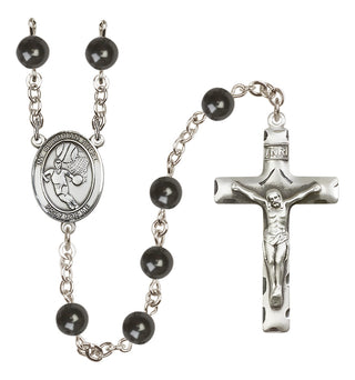 Silver-Plated 7mm Guardian Angel/Basketball Rosary