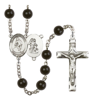 Guardian Angel and Wrestling Rosary with Black Onyx Beads
