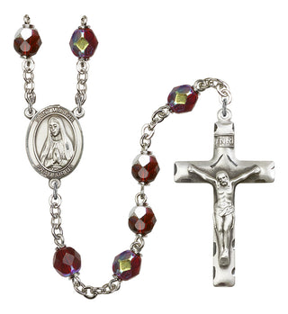 Saint Martha Rosary with Garnet Aurora Borealis Beads