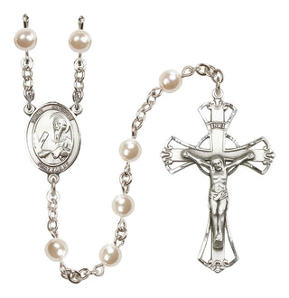 Silver Plated 6mm Faux Pearl Saint Andrew the Apostle Rosary