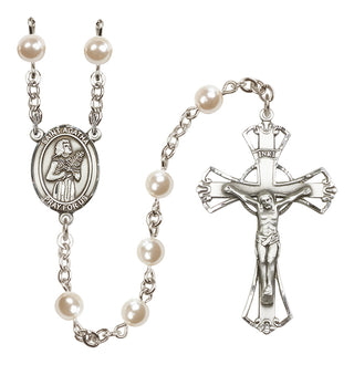 Silver Plated 6mm Faux Pearl Saint Agatha Rosary